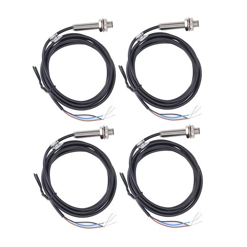 4 Set Proximity Switch 8mm Dia Inductive PNP DC 3 Wire Sensor, Metal Detection, LED Indicator, IP67 Waterproof, Oil Proof 4 Set Proximity Sensor Switch