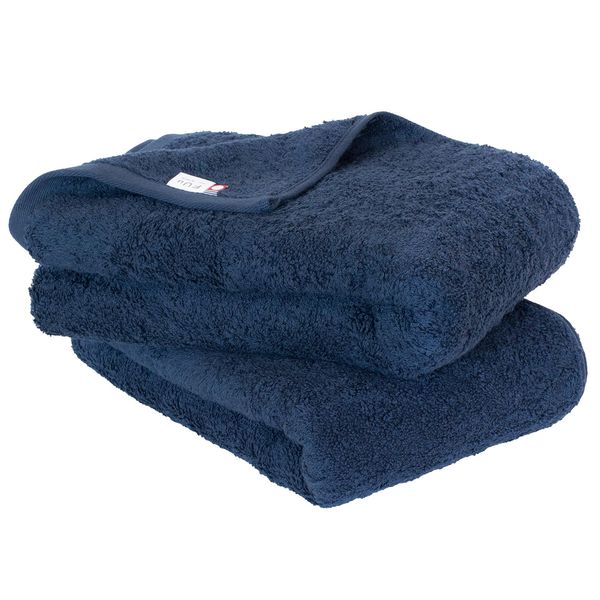 Bloom Imabari Towel Certified FUu Bath Towel, Set of 2, Soft, Fluffy, Thick, Water Absorbent, Hotel Specifications, Made in Japan, 100% Cotton (Navy)