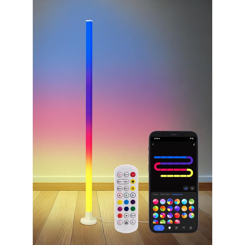 Luminea Home Control Light Column: Smart WiFi Floor Lamp with RGB IC ...