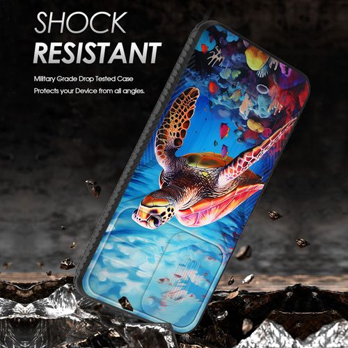 wiaekosef for Moto G Power 5G 2024 Case Built in Slide Camera Lens Cover,Heavy Duty Shockproof Protection Dual Layer Case for Motorola Moto G Power 5G 2024 6.7 inch,Sea Turtle Swimming Underwater