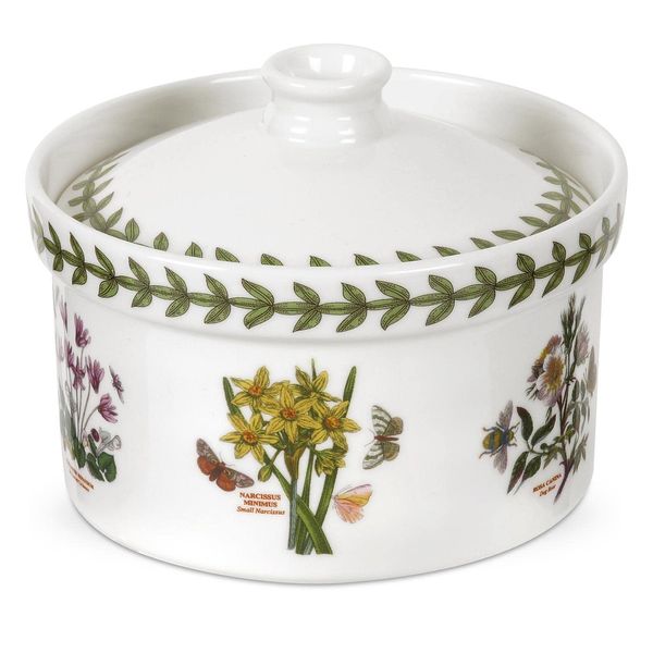 Portmeirion Botanic Garden 5" Mini Casserole Dish with Cover | Assorted Floral Motifs | Fine Earthenware | Chip-Resistant Glaze | Dishwasher, Microwave Safe