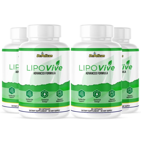 LipoVive- Digestive Support- 4 Bottles- 240 Capsules