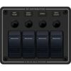 Blue Sea 8372 Water Resistant 4 Position - Black - Horizontal Mount Panel