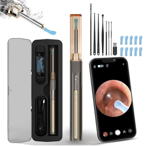 Wohlmen Ear Wax Removal with 1920HD Camera Wireless Compatibility with iPhone, Ear Otoscope Cleaning Kits iPad & Android Smart Phones – Adults & Kids