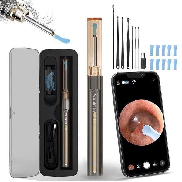 Wohlmen Ear Wax Removal with 1920HD Camera Wireless Compatibility with iPhone, Ear Otoscope Cleaning Kits iPad & Android Smart Phones – Adults & Kids