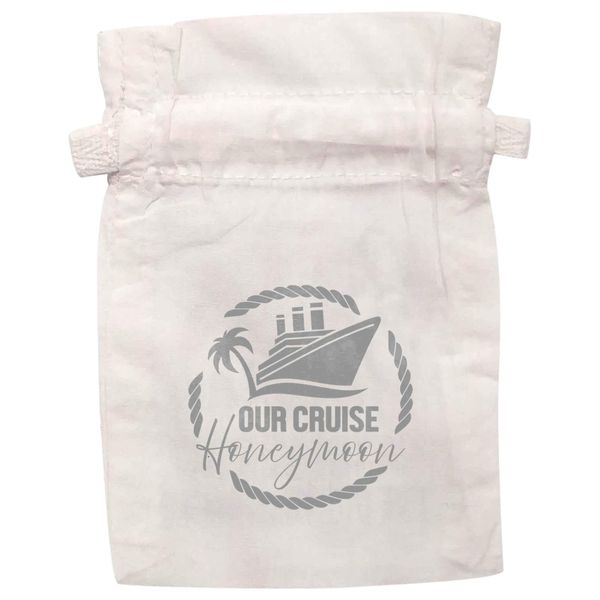 Flox Creative White Organic Small Drawstring Pouch Our Cruise Honeymoon