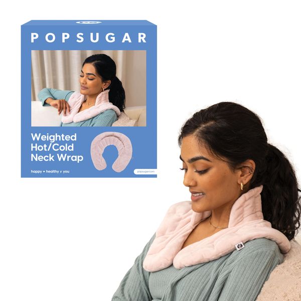 POPSUGAR Weighted Hot and Cold Neck Wrap, Microwavable Heated Pad for Neck and Shoulder Pain Relief, Reusable Heat and Cold Pack