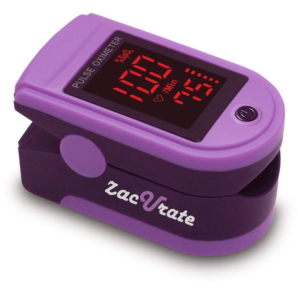 Zacurate Pro Series 500DL Fingertip Pulse Oximeter Blood Oxygen Saturation Monitor with Silicone Cover, Batteries and Lanyard (Mystic Purple)