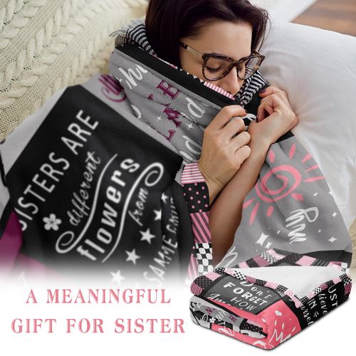 Spwasplo Gifts for Sister Blanket from Sisters Brother - Sister Mothers Day Christmas Birthday Gift Adult - Ultra Soft Plush Throw Present Ideas for Bedding Sofa - 60"x50"