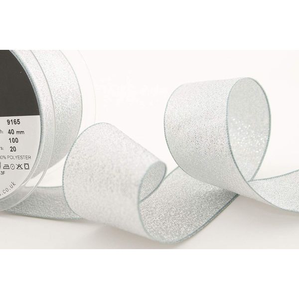 Berisfords Lame Ribbon, Silver, 40mm