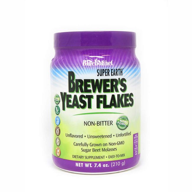 Bluebonnet Nutrition Super Earth Brewers Yeast Flakes, Super Food, Whole Food, Source for Vitamins, Great Tasting, Vegan, Vegetarian, Non GMO, Gluten Free, Soy Free, Milk Free, Kosher, 7.4 oz