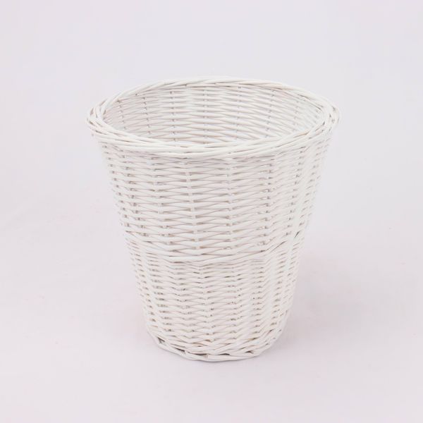 Chattels Full Willow Waste Paper Bin Basket, Buff or White in Colour, Wicker, 28cm Diameter x 28cm Height (WHITE WASTE PAPER BIN)
