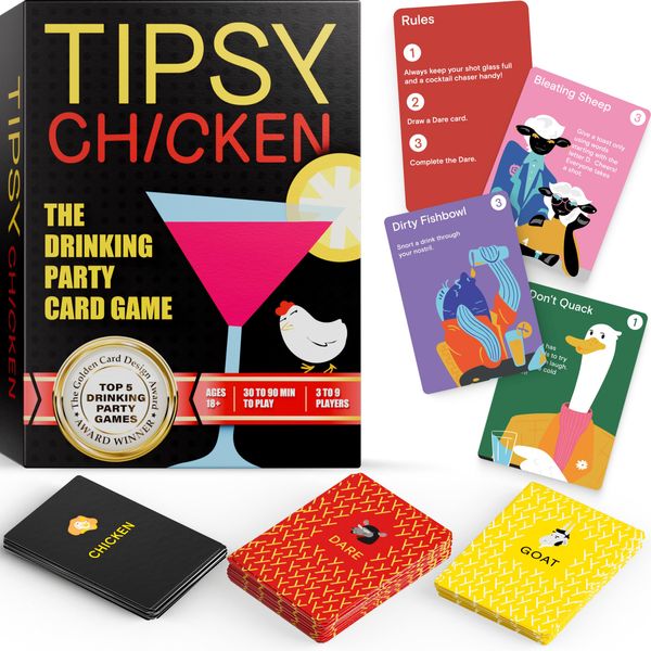 Tipsy Chicken Fun Drinking Card Games for Adults - Adult Drinking Games for Adults Party Game Night - Adult Board Games for Groups and Parties - Drunk Card Games Adults, Fun Games for Adults Party