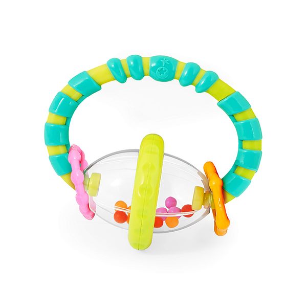 Bright Starts Grab and Spin Baby Rattle and BPA-Free Teether Toy, Ages 3 Months +