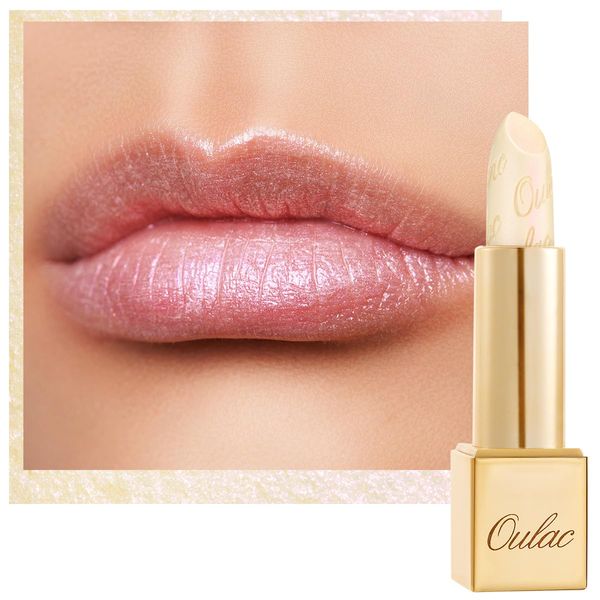 OULAC Metallic Shine Lipstick - Sheer White Lip Balm, Lightweight Soft Lip Base Ultra Hydrating, Moisturizing Primer for Lips, Vegan & Cruelty-Free, Sheer Coverage Lip Color 4.3 g/0.15, Crystal Veil