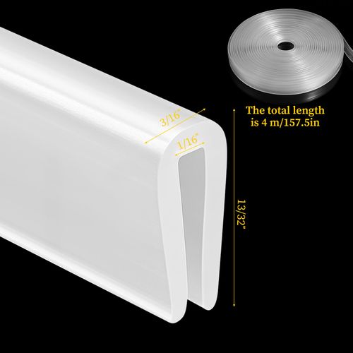 Rubber Edge Trim, U Channel Edge Protector Flexible Proof Edges Trims for Sharp Edges White 1/16" Slot, Fit for 0-3/32" Guard Protectors for Sheet Metal, Car Doors, Hatches, Table Corners 13Ft