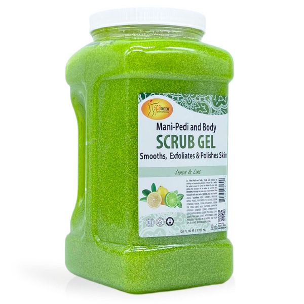 SPA REDI - Exfoliating Scrub Pumice Gel, Lemon and Lime, 128 Oz - Manicure, Pedicure and Body Exfoliator Infused with Hyaluronic Acid, Amino Acids, Panthenol and Comfrey Extract - Glow, Polish, Smooth and Moisture Skin - Body, Hand and Foot