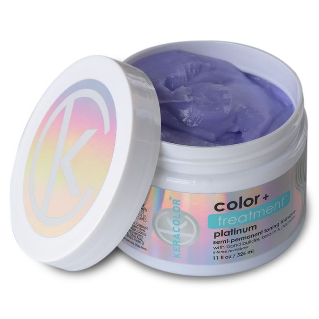 Keracolor Color + Treatment PLATINUM - Highly Pigmented Semi-Permanent Color Masque for Vibrant, Hydrated Hair, 11 Fl Oz