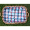 Serviertablett Tablett aus Weide mit Innenfutter, ca. 53cm x 37cm x 14cm/9cm