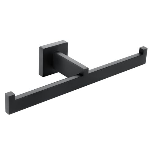Double Roll Toilet Paper Holder Matte Black, SUS304 Stainless Steel 2 in 1 Square Dual Rolls Tissue Holder Wall Mounted for Bathroom