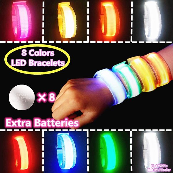 FANL LED Wristband, Light Up Bracelets LED Armbands, Flashing Sports Wristband Pack of 8 Glow in The Dark Party Supplies for Concerts, Festivals, Sports, Parties, Night Events