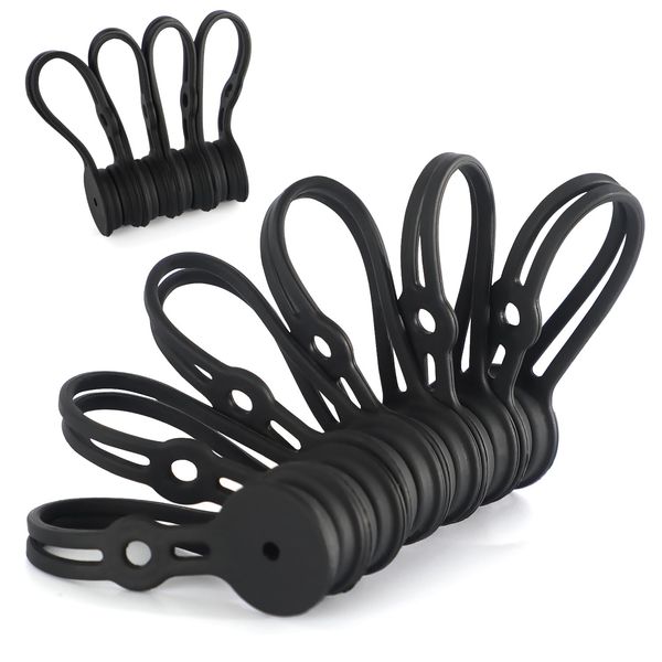 Maveek Magnetic Cable Ties, 10 Pieces Black Silicone Cable Ties Cable Organiser Reusable Cable Ties Magnetic Cable Clips Cord Organiser Cable Straps for Wires, Earphone, USB Cables, Charger