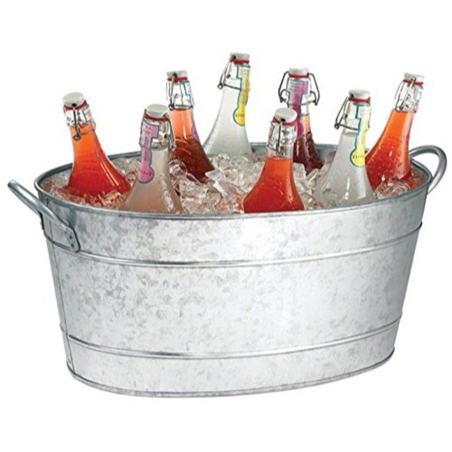 Table Craft Galvanized Oval Beverage Tub, 19 X 14 X 9 -Inch