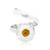 Shrieking Violet 925 Sterling Silver Round Real Flower Ring - Daisy (White)