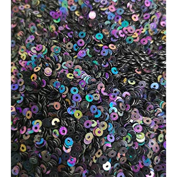 4mm Round AB Translucent Metallic Opaque Craft Sequins Assorted Colours (Black Peacock AB)