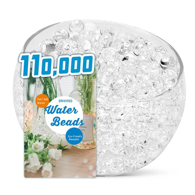 ORIKASO 110000 Clear Water Beads for Vases,Transparent Water Beads, Vase Fillers for Floating Pearls, Floating Candle Making, Wedding Centerpiece, Floral Arrangement, Christmas Decoration