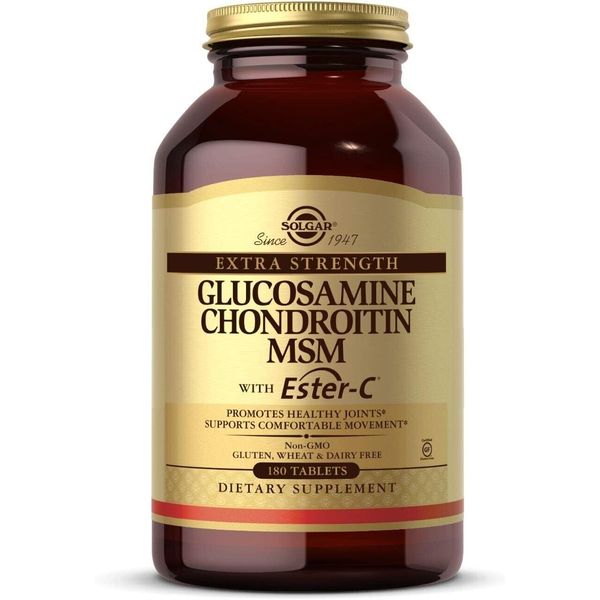 Solgar Extra Strength Glucosamine Chondroitin MSM w/ Ester-C, 180 Tablets