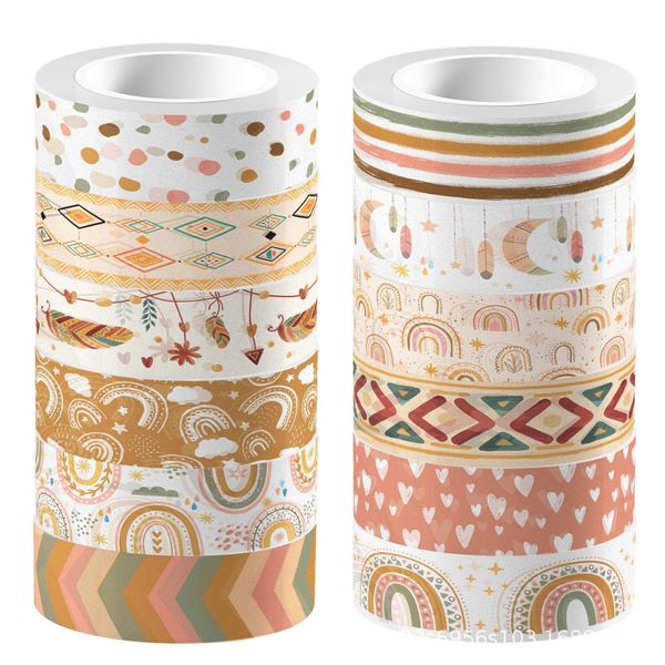 Valicaer Washi Tape,12Rollen Dekoratives Klebeband DIY Papier Tape Böhmisch Dekorative Masking Tape Washi Klebeband Set für Scrapbooking, Bullet Tagebuch, Handbook, Diary, Geschenkverpackung