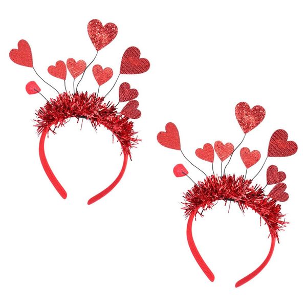 Beaupretty 2 Pieces Heart Headbands Adorable Red Heart Shape Hairbands Heart Head Boppers Valentines Day Headband Hair Accessories