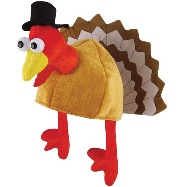 Plush Turkey Thanksgiving Hat With Head, Legs And Tail Fancy Dress Accessory,Thanksgiving Party Costume, Outfit and Dress