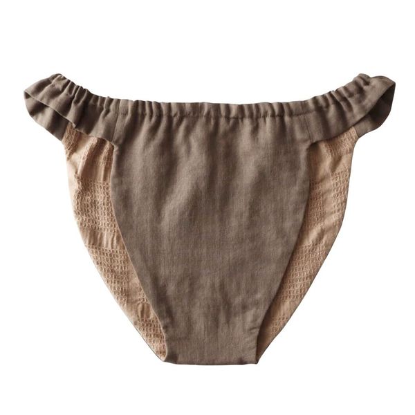 Hanafu No Funtoi "Himekoromo" Women's Loincloth Organic Cotton Fundoshi Loincloth Pants Relaxed, Women's Loincloth Underwear, Nighttime Shorts (M/L, Milk Chocolate)