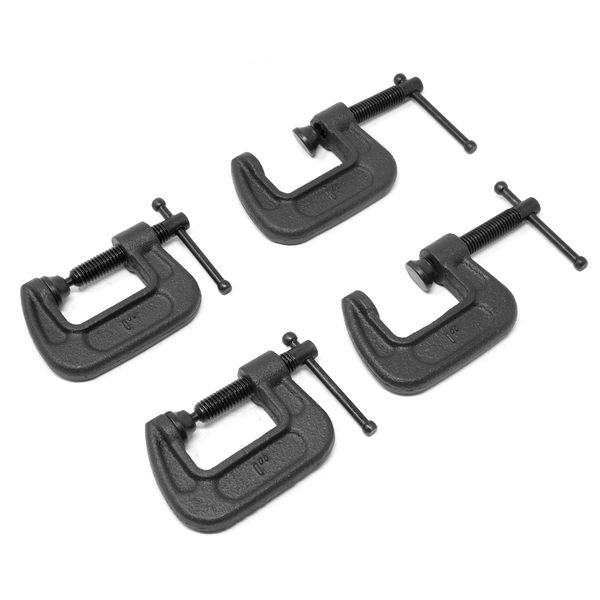 WEN CLC108 Heavy-Duty Cast Iron C-Clamps with 1-Inch Jaw Opening and 0.8-Inch Throat, 4 Pack