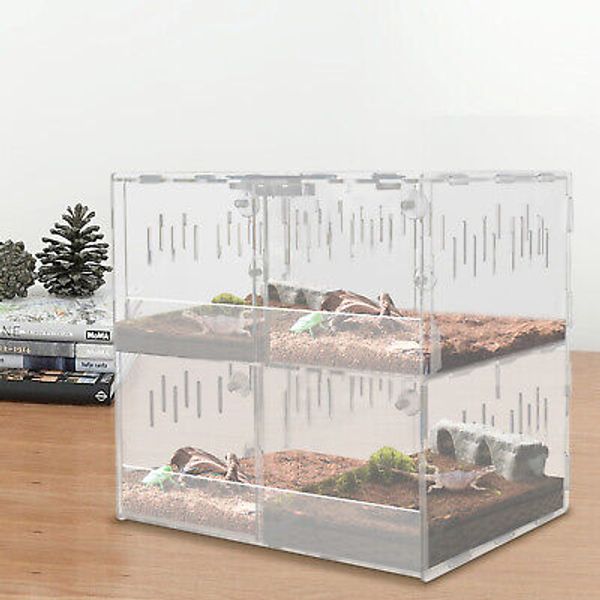 4 Grids Acrylic Pet Box Reptile Terrarium Lizard Climbing Spider Snake Cage Tank