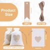 HMIEPRS 40 Pcs Burlap Bags, Linen Drawstring Bags with Gift Tags, Heart Hessian Bags, Jute Cloth Favour Pouches for Wedding Fabric Christmas Party Birthday DIY Craft (White Beige)
