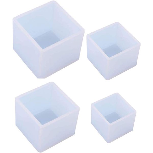 4 Sizes Square Cube Silicone Resin Molds Tool for Polymer Clay, Crafting, Resin Epoxy, Jewelry Making