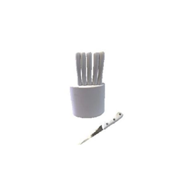 Bistro Steak Knife Set of 6 + Knife Block White