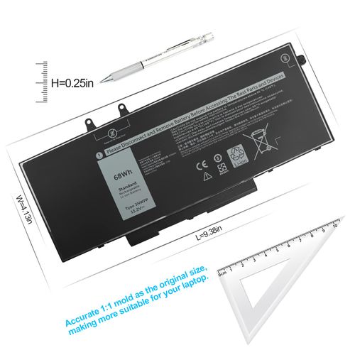 3HWPP Battery for Dell Latitude 5401 5410 5411 5501 5510 5511 Precision 3541 3550 3551 Inspiron 7706 2-in-1 Inspiron 17 7500/7506 2-in-1 Black 10X1J N2NLL 1VY7F 01VY7F 03HWPP 451-BCMN 3YNXM 68WH