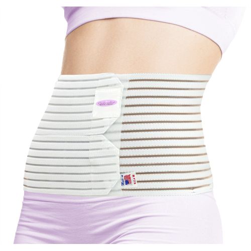 GABRIALLA 8” Wide Abdominal Binder for Women, Ideal Warp for Postpartum, C-Section and Post Surgery, Body-Shaping Effect, Soft & Breathable, Made In USA (White, XL)