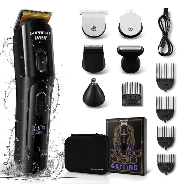 SUPRENT Beard Trimmer for Men - 16 Piece Beard Grooming Kit with Nose Trimmer, Hair Clippers Cordless Electric Shaver for Men Face Body, Fully Washable- Mens Gifts