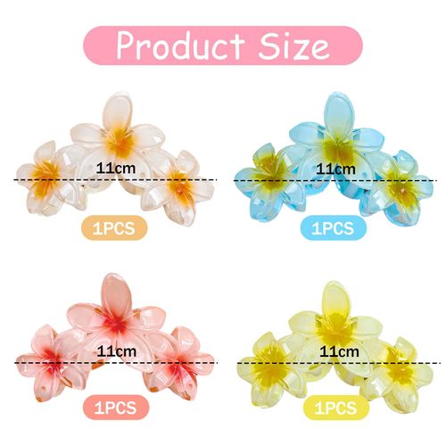NATOSU 4 Pieces Flower Hair Claws Clips Strong Hold Large Claw Clips for Thick Hair Non-Slip Hair Clips for Women Hawaiian Flower Claw Clips