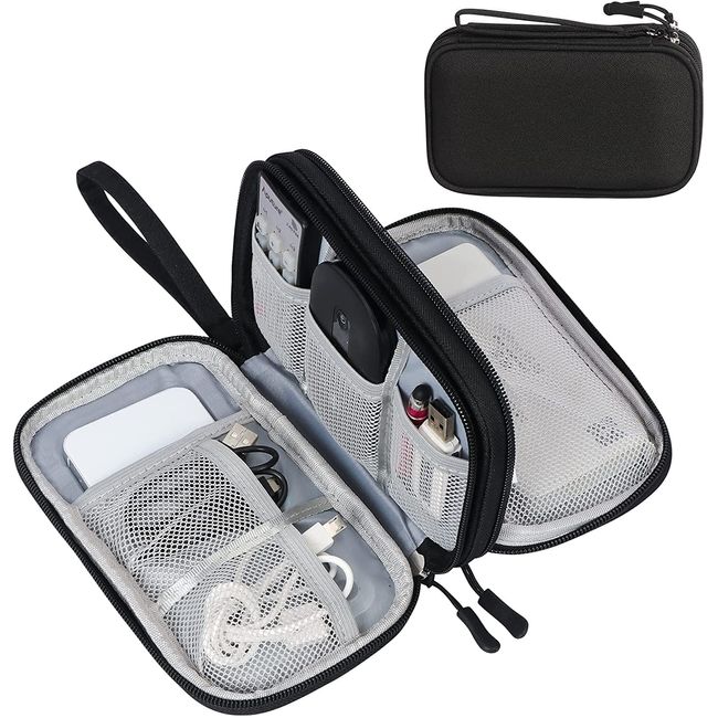 FYY Kabeltasche,Elektronik Tasche Organizer,Kabelorganizer Kabel Etui Elektronik Zubehör Organizer Tasche Universaltasche für Accessories Handy Ladekabel,Powerbank,USB Stick,SD Karten,3layer,L,Schwarz