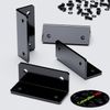 4 x Angled L Brackets, Polished Black Acrylic + 20x M5 Bolts, Right Angle Bracket, Corner