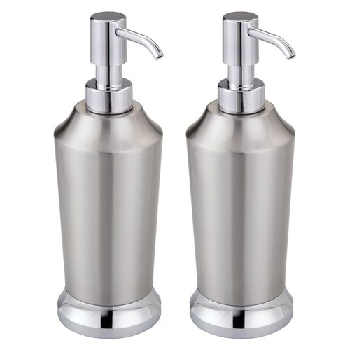 iDesign Stainless Steel Soap Dispenser - Set of 2 - Brushed/Chrome Split Finish