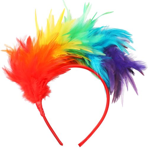 TRIXES Rainbow Feather Headband - One Size Fits All - Multicoloured Costume Accessory - Perfect for LGBTQIA2s+ Pride and Carnival