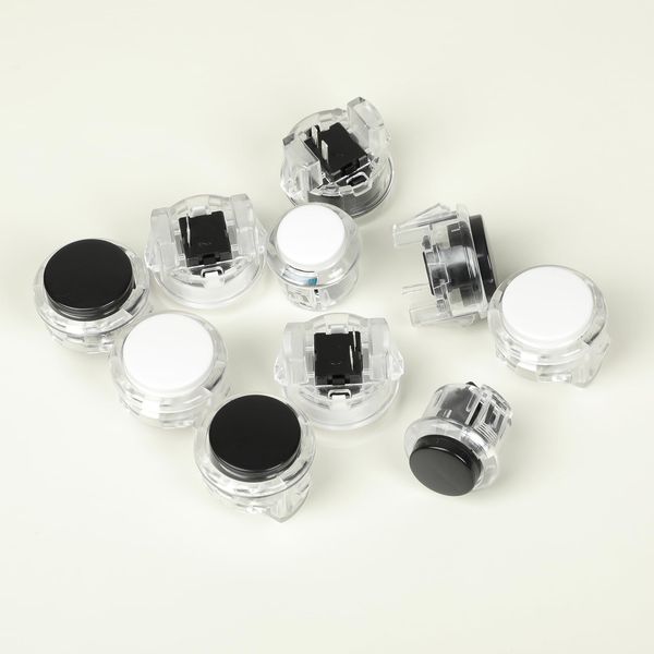 Umierke 20PCS Push Button for Arcade Video Game Consele(10 White + 10 Black), 24mm × 16, 20mm × 4, Arcade DIY Parts