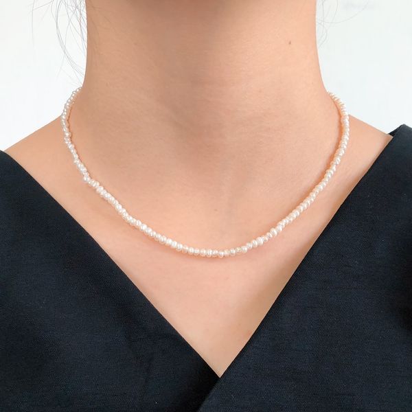 2mm mini layered freshwater pearl choker necklace